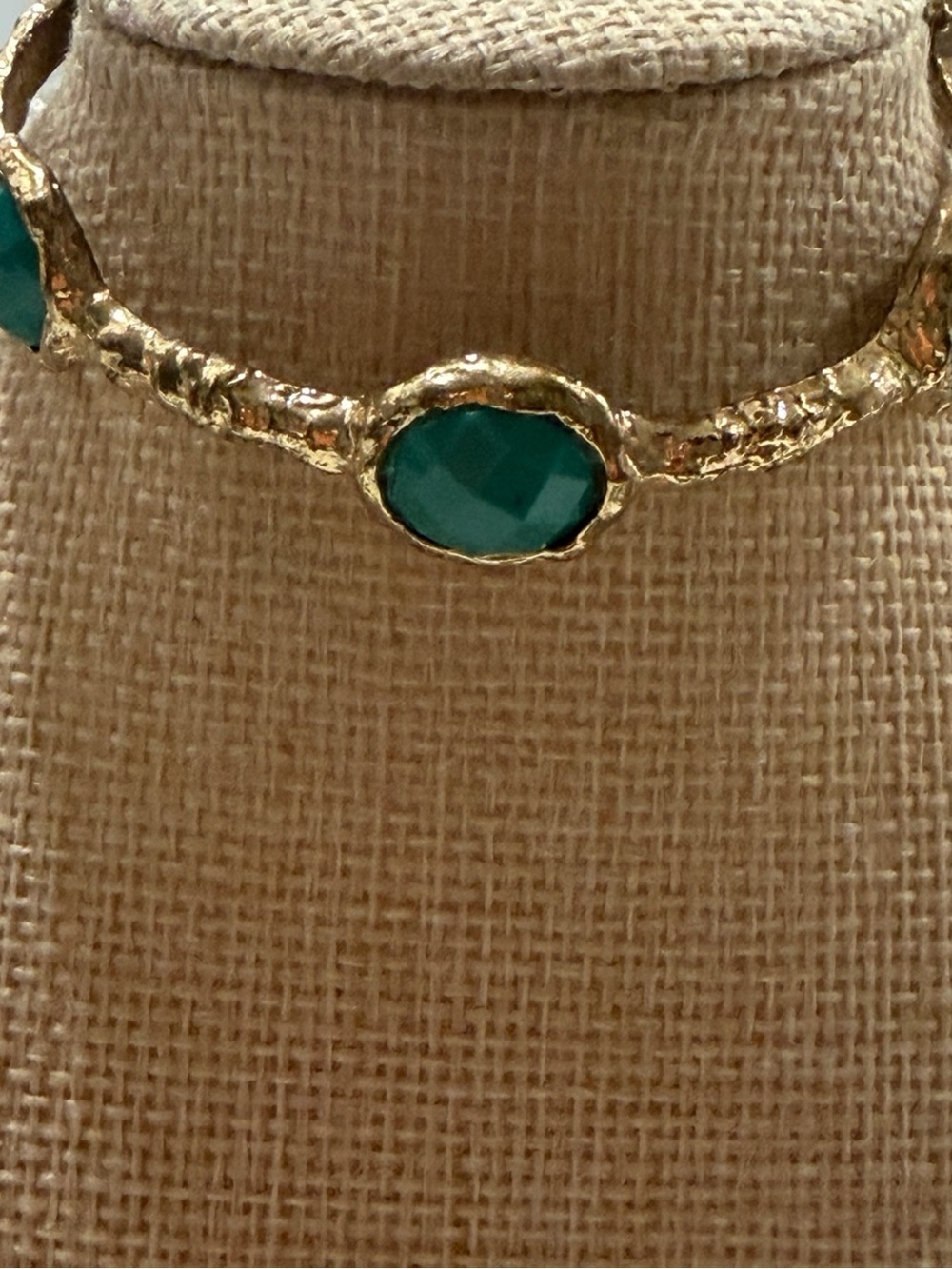 Gold-Tone Bracelet with Emerald Green Stone